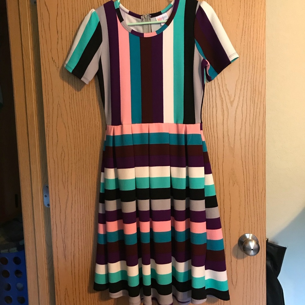 Striped LuLaRoe Amelia Dress - size small, EUC